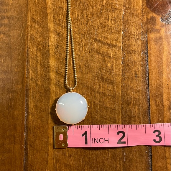 J Crew Pendant Necklace Round Stone Gold Chain - Picture 5 of 6